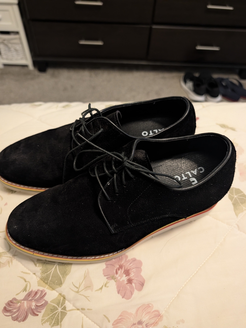 Men's Black Suede Athletic-Style Lace-Up Shoes ELEVATOR shoes Plus 3.2 Inches